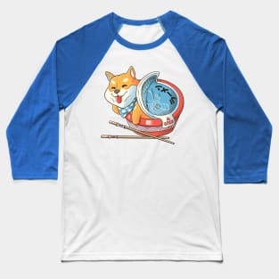 Shiba Dog Ramen Japanese Manga Blue Baseball T-Shirt